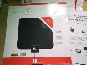 1byone Ous00-0189 New Nos 1 By One Amplified Full Hdtv Indoor Digital Tv Antenna Black Paper Thin