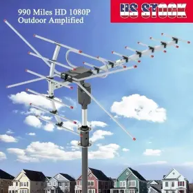 Ta-001 Aceur-7 990 Miles Hd 1080p Outdoor Amplified Hdtv Digital Tv Antenna Long Range Vhf Uhf