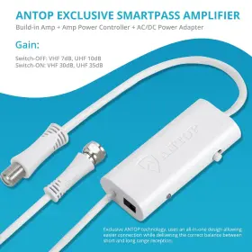 Airlegant 616361919761 Antop Tv Antenna With Flat-panel Smartpass Built-in Amplified Lte Filter For #2
