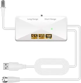 Amcsq 313095284201 Tv Antenna Amplifier Signal Booster 25db Indoor Outdoor Adjustable Range 2.5