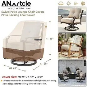 Anartcle 630456669782 Outdoor Swivel Rocker Chair Cover 2 2pack-28 Inch D X 33 W 38.5 H Beige&brown #2