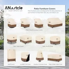 Anartcle 630456669782 Outdoor Swivel Rocker Chair Cover 2 2pack-28 Inch D X 33 W 38.5 H Beige&brown #3