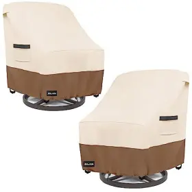 Anartcle 630456669782 Outdoor Swivel Rocker Chair Cover 2 2pack-28 Inch D X 33 W 38.5 H Beige&brown