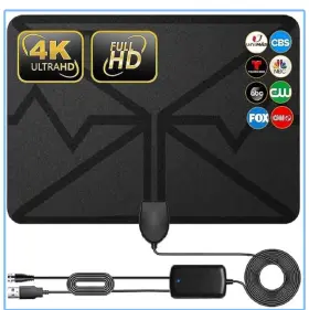 K109-121123 Antena De Televisi N Tv Digital Hd Amplificada Largo Alcance M S 250 Millas. Nuevo