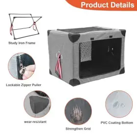 Pt-02 Aoto Household Collapsible Soft Dog Crate 25.6 Inch L X 17.7 W H Grey #2