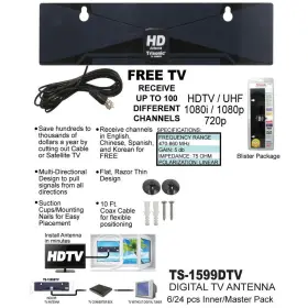 Atb-ts-1599dtv Atb Digital Tv Antenna Free Channels Hdtv Dtv Box Ready Hd Vhf Uhf Flat Design High