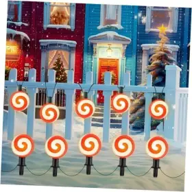 Bw-c9-a1-1-10 Beauty World International Group Ltd Christmas Lollipop Pathway Lights For Decoration Peppermint Red