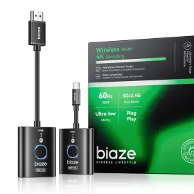 Biaze Hw-r156 Wireless Hdmi Transmitter And Receiver 165 Ft/50m Plug Play Portable Usb C