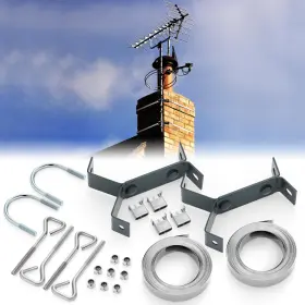 Blulu Dib-blulu-1342 2 Set Tv Antenna Chimney Y-mount Kit 18ft Galvanized Steel Straps Stainless 4