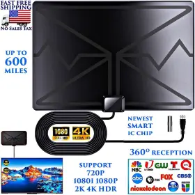 Qgx-lwm-600-b Branded 2024 Amplified Digital Hd Tv Antenna 600 Miles Long Range Indoor Hdtv Channels