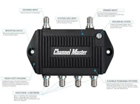 Channel Master 020572034241 Tv Antenna Distribution Amplifier Signal Booster With 4 Outputs F #3