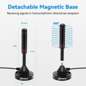 Antenna-dvb66 Chaowei Electronics 744759429841 Digital Tv Portable Indoor Outdoor Antenna With Magneti #2