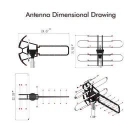 22-38db Designscape3d 767917013577 Open Tv Antenna Ta-851b 360 Rotation Uv Dual Frequency 45-860mhz Si #3
