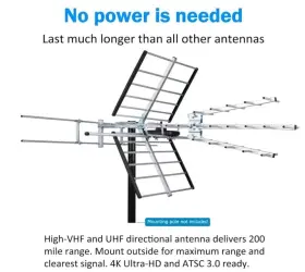 Uhd-8903 Digital Antenna Outdoor Tv Long Range Ota For 4k 1080p Vhf Uhf 200 Mil #2
