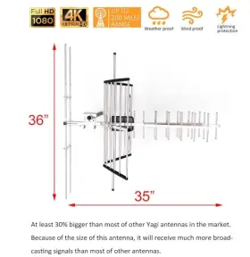 Uhd-8903 Digital Antenna Outdoor Tv Long Range Ota For 4k 1080p Vhf Uhf 200 Mil #3