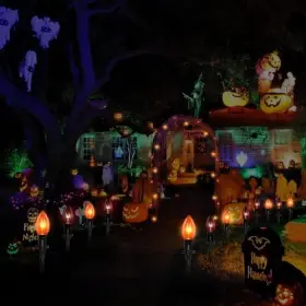 O-i-10-7-a6 Dongguan Lianrun Lighting Co Ltd 10 Pack Halloween Pathway Stake 19.5ft Orange-black Lights #3