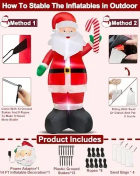 Rh-120-2000u4-1 Dongguan Rong Hang Electronic Technology Co Ltd 14 Ft Giant Christmas Inflatable Santa Claus Outdoor Decorations Blow Up Yard #3