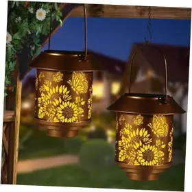 102-2p Doorkeer Hanging Solar Lanterns Outdoor Butterfly Sunflower 2pack