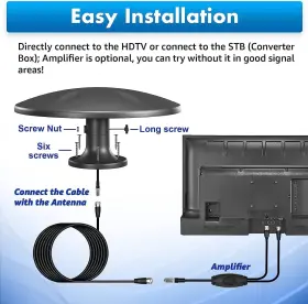 Dtb Tech 749755851719 Outdoor Tv Antenna 360 Omni-directional Reception Long 100 Miles Range Enha #3