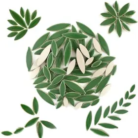 E-home Shop 798610663189 Petal Mosaic Tiles For Crafts 200g Flower Pieces Dark Green #2