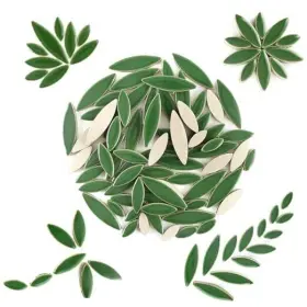 E-home Shop 798610663189 Petal Mosaic Tiles For Crafts 200g Flower Pieces Dark Green