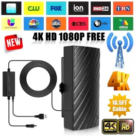 Eeekitonline 616361647589 Indoor Outdoor Hdtv Antenna 4k 1080p Amplified 500 Miles Range With 16.5ft Cable