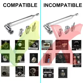 Electronic 445052160129 Fm Radio Antenna Indoor Telescopic 75 Ohm F Type Male Plug Connecto #2