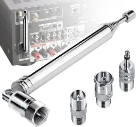 Electronic 445052160129 Fm Radio Antenna Indoor Telescopic 75 Ohm F Type Male Plug Connecto