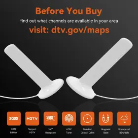 Dvb45 Electronics Magnetic Base Tv Antenna-amplified Hdtv Aerial With External Signal Booster Ampl #3