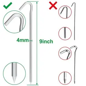Ek002-1 Euokok 9 Inch Galvanized Tent Stakes Metal Pegs 12 Pack Heavy Duty 9ftft 12pcs #3