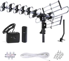 Five Star 313042117101 Outdoor Hd Tv Antenna Strongest Up To 200 Miles Long Range With Motori