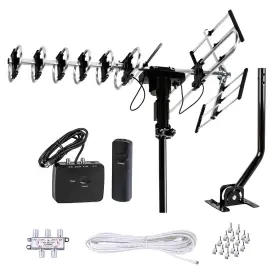 Five Star 840449112410 Outdoor Antenna Hd Tv Up To 200 Miles Range With Motorized 360 Degr