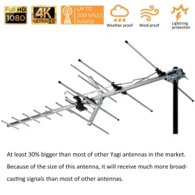 Five Star 840449118139 Tv Antenna Indoor/outdoor Yagi Satellite Hd With Up To 200 Mile Range #3