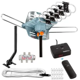 Five Star 840449118498 Hdtv Antenna Amplified Digital Outdoor 150 Miles Range 360 Degree Ro
