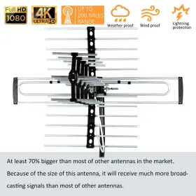 Five Star 840449120392 Outdoor Hdtv Antenna Up To 200 Mile Long Range Attic Or Roof Mount Tv Antenn #3