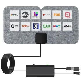 Five Star 840449122648 Ultra-thin Amplified Hd Tv Indoor Antenna - 60 Mile Range Foldable Fabric Wr
