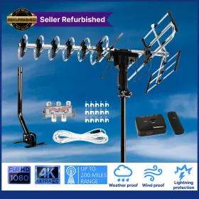 Fsa-3806 Five Star Outdoor Tv Antenna 4k 360 Degree Rotation With Remote Control For 2tvs