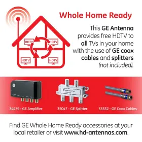 Ge 030878247924 Pro Outdoor Tv Antenna Long Range 4k 1080p Vhf Uhf Digital Hdtv Ant #2