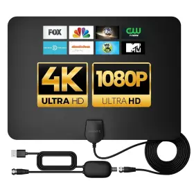 Gearit 810166803656 High-gain Flat Tv Antenna - Indoor Long Range Hd For Local Channel