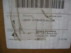 0800-1362 General Dynamics Prodelin Satellite Dish Ref 1.2m Reflector - New #3