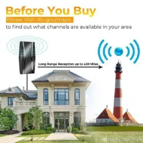 Goxis 732404373410 420 Miles Range Tv Antenna-digital Antenna Indoor With Amplifier And Sign #2