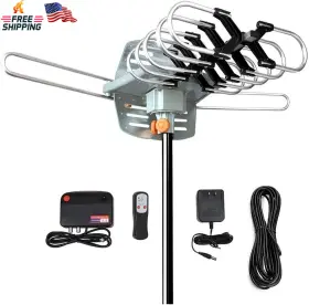 Hualu Tek 445011996912 Outdoor Tv Antenna 150 Miles Range With 33 Ft Rg6 Coax Cable Support 4k 1080p W