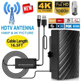 Ibrookauction 616361647572 Outdoor Indoor Hdtv Amplified 4k Hd 1080p Digital Tv Antenna With Signal Booster
