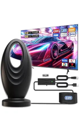 Jpv050 Joyfulpaws 4k Ultra Hd Tv Antenna With 33ft Coax Cable And Amplifier