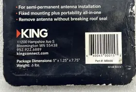 Mb600 King Tailgater And Quest Removable Roof Mount - Satellite Tv Antenna #3