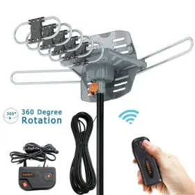 Ta-102m Leadzm 990 Miles Outdoor Tv Antenna Amplified Hdtv 1080p 360 Rotation Apartment Home