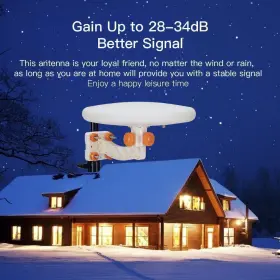28-34db Leadzm Ta-a1 360 Omni-directional Amplified Tv Antenna Gain Digital Hdtv 150 Miles