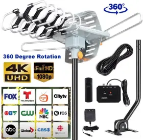Ta110 Leadzm 4k Hdtv Outdoor Amplified Digital Antenna 360 Rotor Hd Tv Uhf Vhf Fm 150 Mile