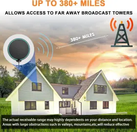 At-003 Lsnisni Digital Hdtv Antenna Long Range 380 Miles Indoor Amplified Signal Booster 4k Uhf