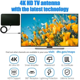 Merryan 059718935475 4k Hd Tv Antenna - Amplified Digital Indoor For Local Channels 3 #2